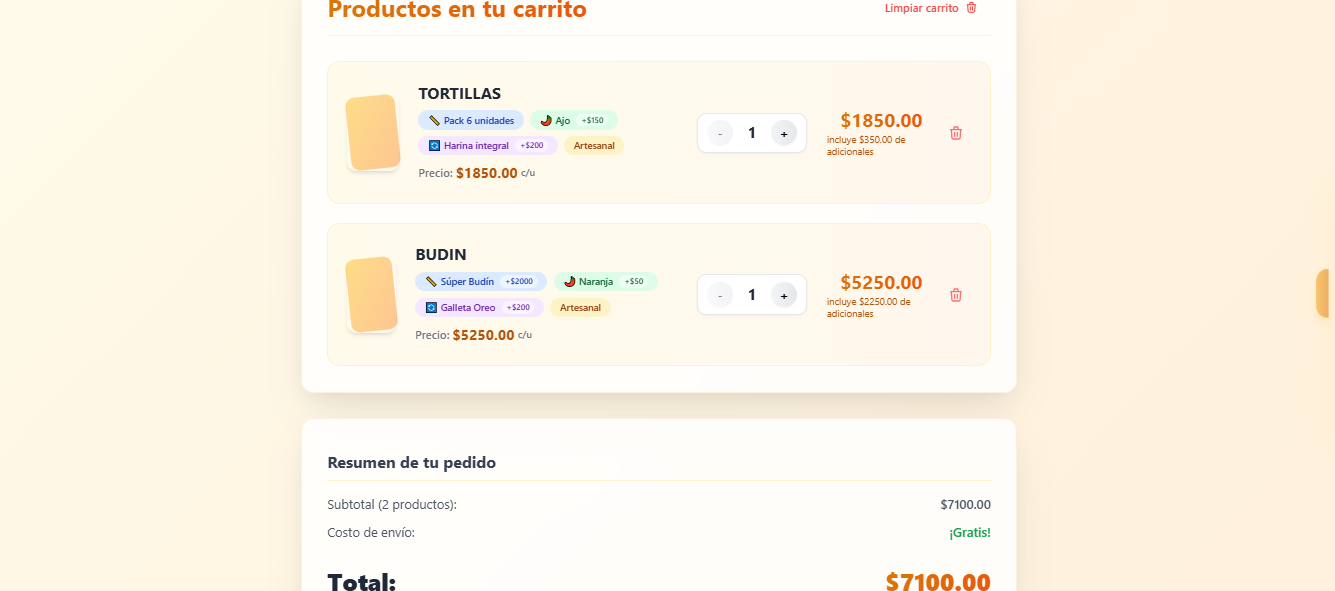 Sabores de Casa - Cart