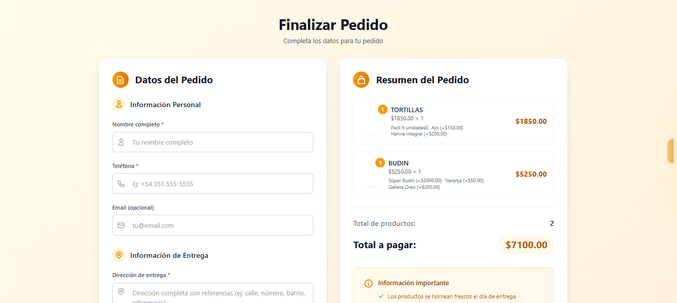 Sabores de Casa - Checkout